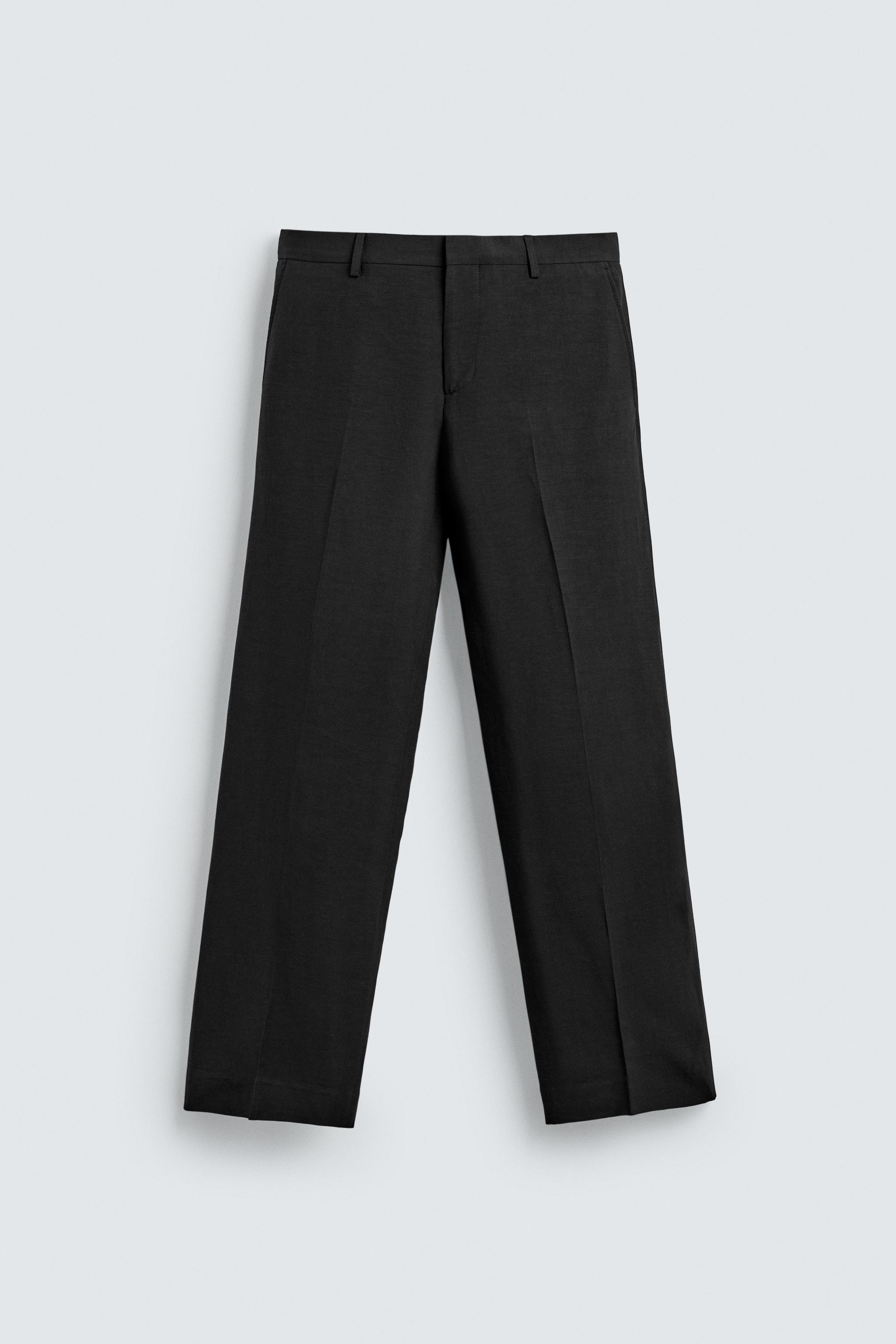 RELAXED FIT VISCOSE-LINEN SUIT PANTS